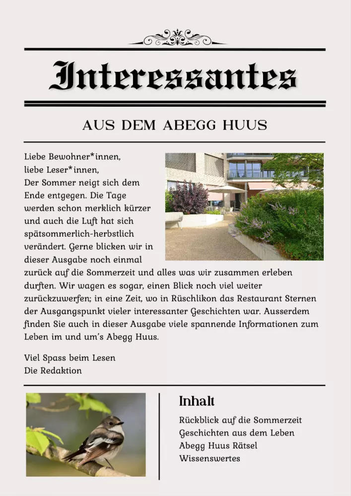 Interessantes aus dem Abegg Huus